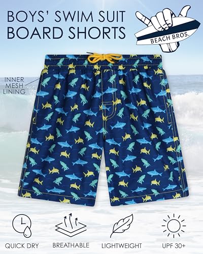 Beach Bros. Boys Swim Trunks - 3 Pack Quick Dry Board Shorts for Boys, UPF 50+ Beach Swimwear for Kids (Sizes: 8-14)2