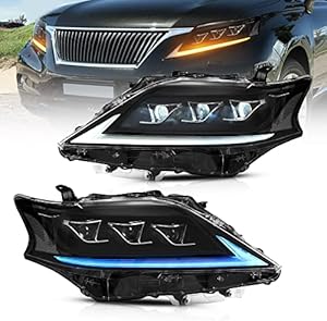 VLAND Led Headlights Compatible with Lexus RX350 RX450h F Sport 2013-2015 Third Generation (AL10) [Xenon Models Only] w/Clear Reflector w/Sequential w/Blue Breathing Lighting