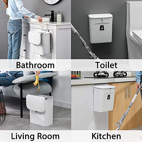 TONSYL-12L32-Gallon-Garbage-Can-Plastic-Trash-Can-with-LidModern-Waste-Basket-Thin-Trash-Cans-with-Handles-Narrow-Food-Waste-Bin-for-Composter-Kitchen-Bathroom-Multicolor