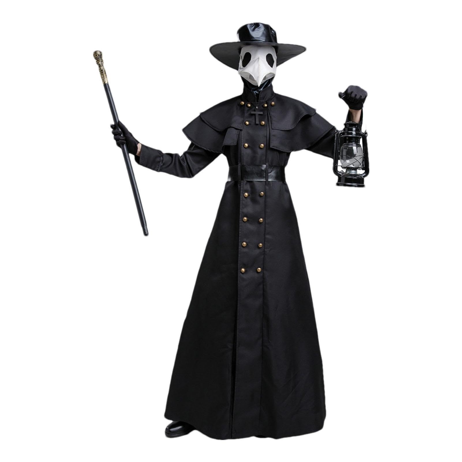 Hexenarzt-Kostüm, Cosplay, Doktor, schwarz, Punk-Stil, Mittelalter