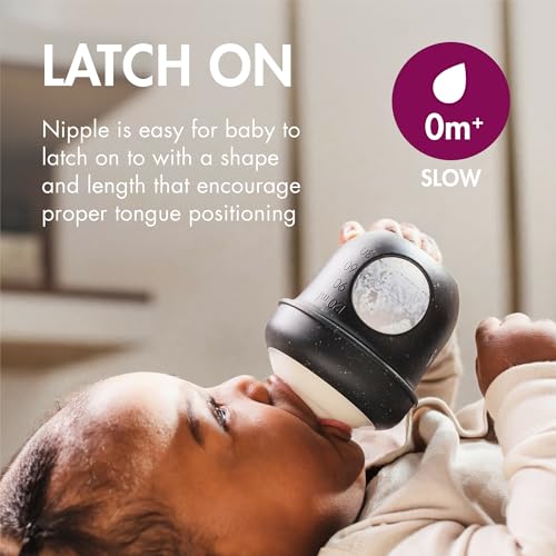 Image of Boon Nursh Reusable Silicone Pouch Baby Bottles - Slow Flow Nipple - Silicone Baby Bottle Pouch and Nipple - Baby Feeding Essentials - Speckle - 0-3 Months - 3 Count - 4 Ounce (Pack of 12)