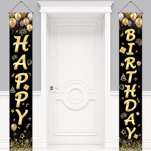 Image of Birthday Decorations Banner, Happy Birthday Door Sign for Men Women Boys Girls Ideal Birthday Decorations Party Supplies Outdoor Indoor 72 x 12 Inch