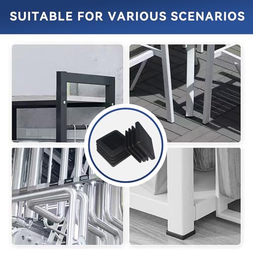 Image of 32 Pcs 1-1 /4 inch Square Tubing End Caps, Plastic End Caps Insert Finishing Plug for Chair Legs, Pipe Post, Table Legs (Black, 30x30mm)