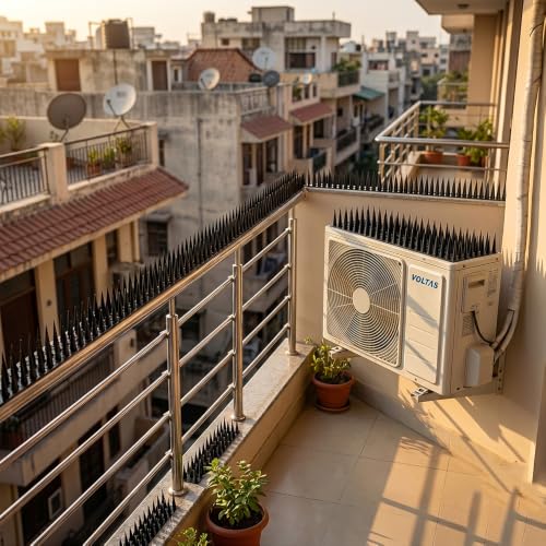 Image of PikArt Bird Spikes(Pack of 5) Anti Pigeon Spikes for Balcony, Windows, AC Units & Ledges | Humane, UV-Resistant Bird Deterrent for Home and Office Use (Black)