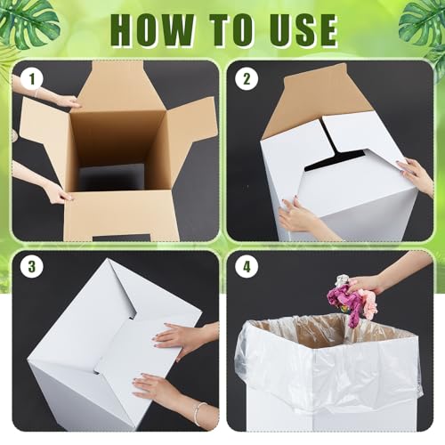 Image of 10 Pack 30 Gallon Recycling Bins Cardboard Trash Cans Disposable and Reusable Corrugated Cardboard Cans Bulk with 20 Garbage Bags for Parties Events(20 Gallon)
