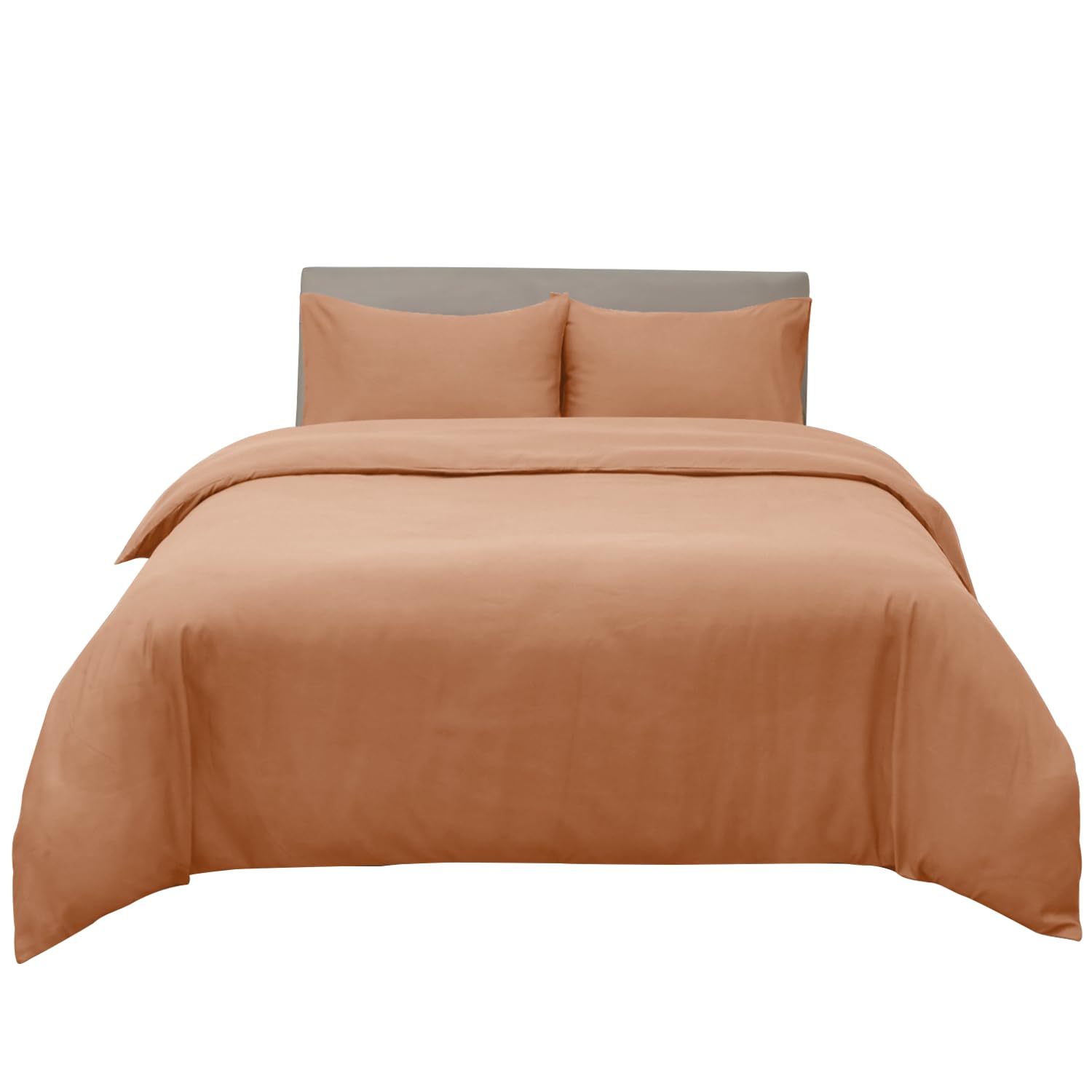 Hafaa Dyed Duvet Cover Brushed Microfiber Quilt Cover with Button Closure Luxury Bedding Peach Duvet Cover with 2 Pillowcases King Size Duvet Set (230cm x 220cm)