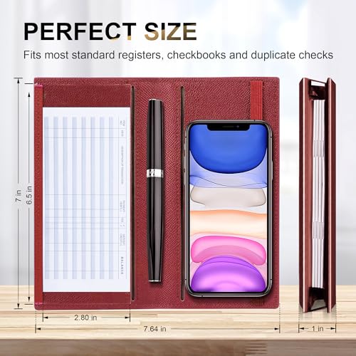 Image of CASMONAL Checkbook Covers for Personal Checkbook Holder RFID Premium Vegan Leather Checkbook Cover for Duplicate Checks