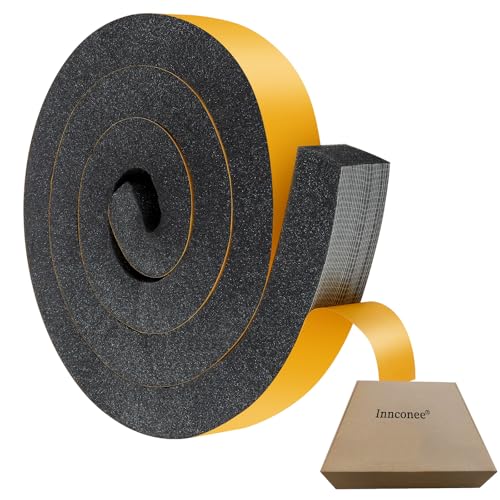 Image of 1 Rolls 1-1 /2 Inch W x 1-1 /2 Inch H Foam Weather Stripping with Adhesive 8 ft Foam Density Closed Cell Tape Seal for Uneven Gaps Doors Windows (Black)