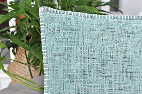 Farmhouse Throw Pillow Covers Set Of 2 Turquoise 18X18 Inch / Stitched Edge Textured Soft Chenille Cushion Covers / Modern Decorative Solid Pillow Cases For Living Room #TOP1