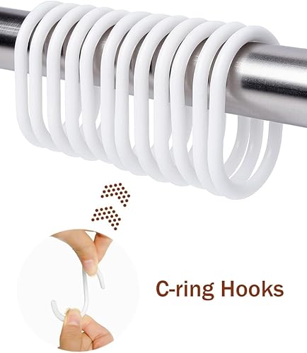 Vista 7 de Vandarllin Cortina de ducha de hojas de arce otoñal, juego de cortinas de ducha con calabazas de acuarela de Acción de Gracias con ganchos, tela