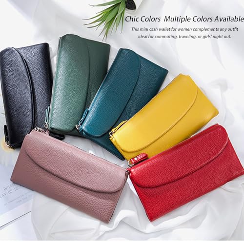 Unisex Pebble Leather Wallet, a cute wallet with genuine leather, ideal as a women's wallet. Wallet for women has coin/card slots & cash compartments, holds IDs & coins (olive green)2