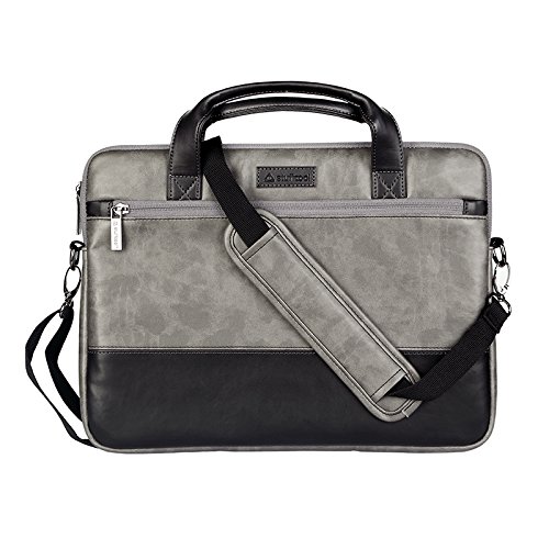 Image of Stuffcool Lush 14 inch inch Black Grey Laptop Bag | Sleeve Messenger Shoulder Bag for 13 inch-13.3 inch inch MacBook Pro, MacBook Air