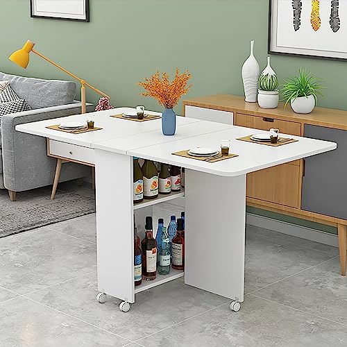 Table à manger pliante avec feuilles tombantes et 6/8 roues, couleur C