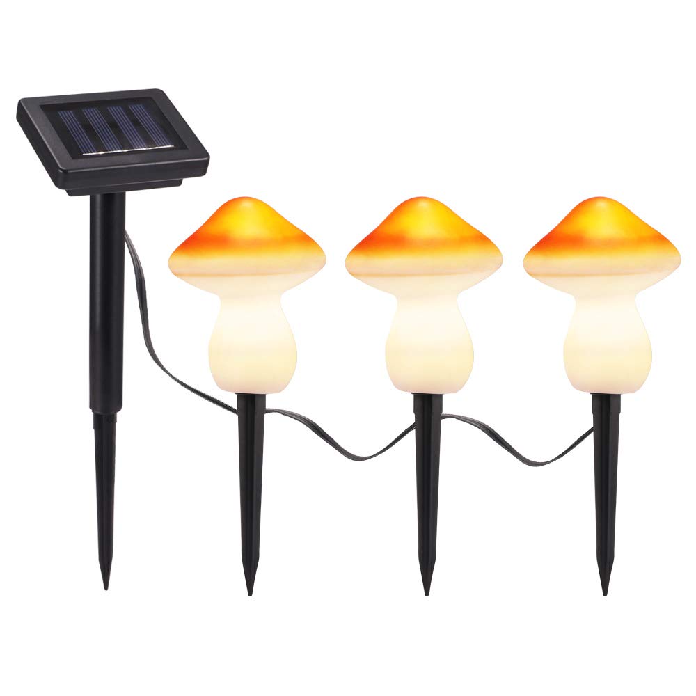 ALLOMN Solarleuchten, Gartenweg im Freien Dekorative Lampenleuchten Solarlandschaftsleuchten Wasserdichte Süße Mehrfarbiger Pilz Form, Zwei Lichtmodi, Set mit 6 Lampen
