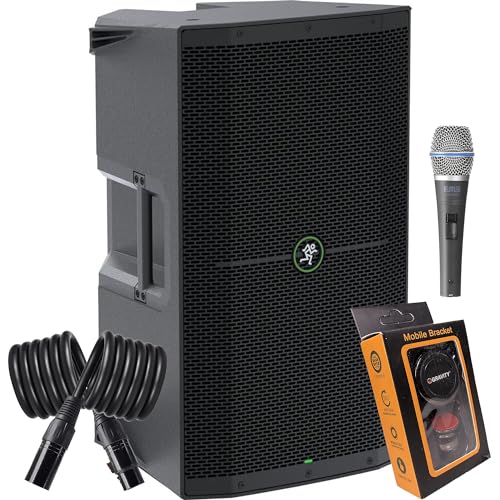 (1) Mackie Thump212XT 1,400-watt 12-inch Powered Speaker with Bluetooth Streaming, Feedback Eliminator, Music Ducking, Dual TRS/XLR Bundle with EMB XLR, Microphone, Gravity Magnet Package
