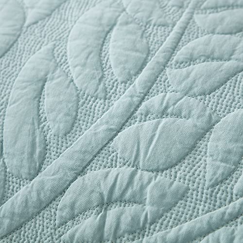 MarCielo 3-Piece 100% Cotton Oversized Bedspread Lightweight Quilt Coverlet Embroidery Farmhouse Bedding Set T0 (Aruba Blue, Oversized Queen (100"x106"))