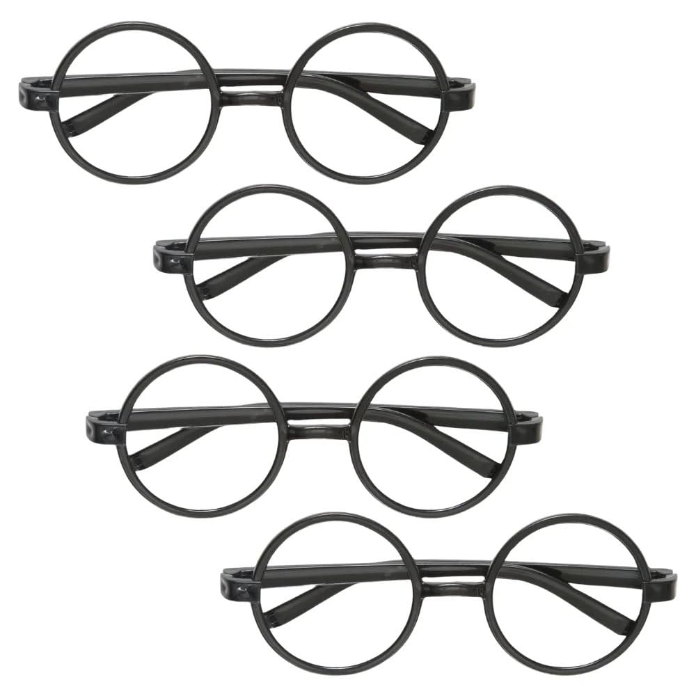 Unique Authentic Black Harry Potter Glasses - Pack of 4 - Magical Cosplay & Enchanting Style - Perfect for Costume Parties