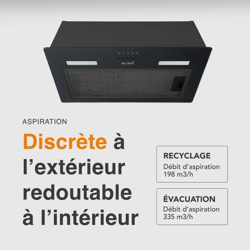 HOTTE INCASTRABILE — GRUPPO FILTRANTE NERO 52 CM | ISOS 52 BK BELDEKO