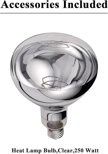 Miniatura 10 de Lámpara de calor para alimentos colgante, calentador de alimentos infrarrojos, lámpara de calefacción para freír, 250 W con bombilla (diámetro