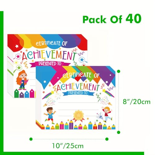 40Pcs Colorful Certificates of Achievement,2 Fun Designs, School Classroom Supplies for Kids Students Award Recognition, Diplomas - Image 3