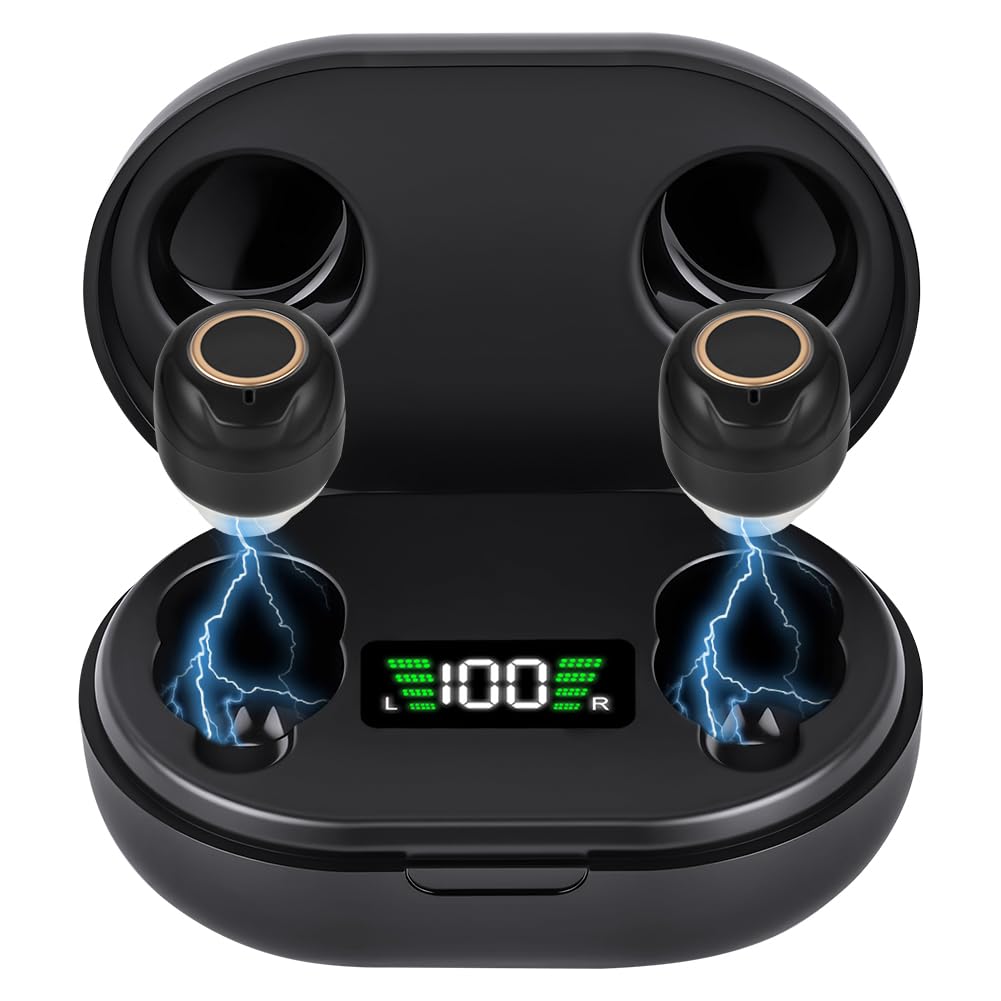 Aolso Amplificatore di Rumore, Amplificatore Audio Ricaricabile, Cancellazione del Rumore, Stazione di Ricarica USB, Scatola di Immagazzinaggio, Vestibilità Ergonomica, Cuffie Senza Fili-Nero-2