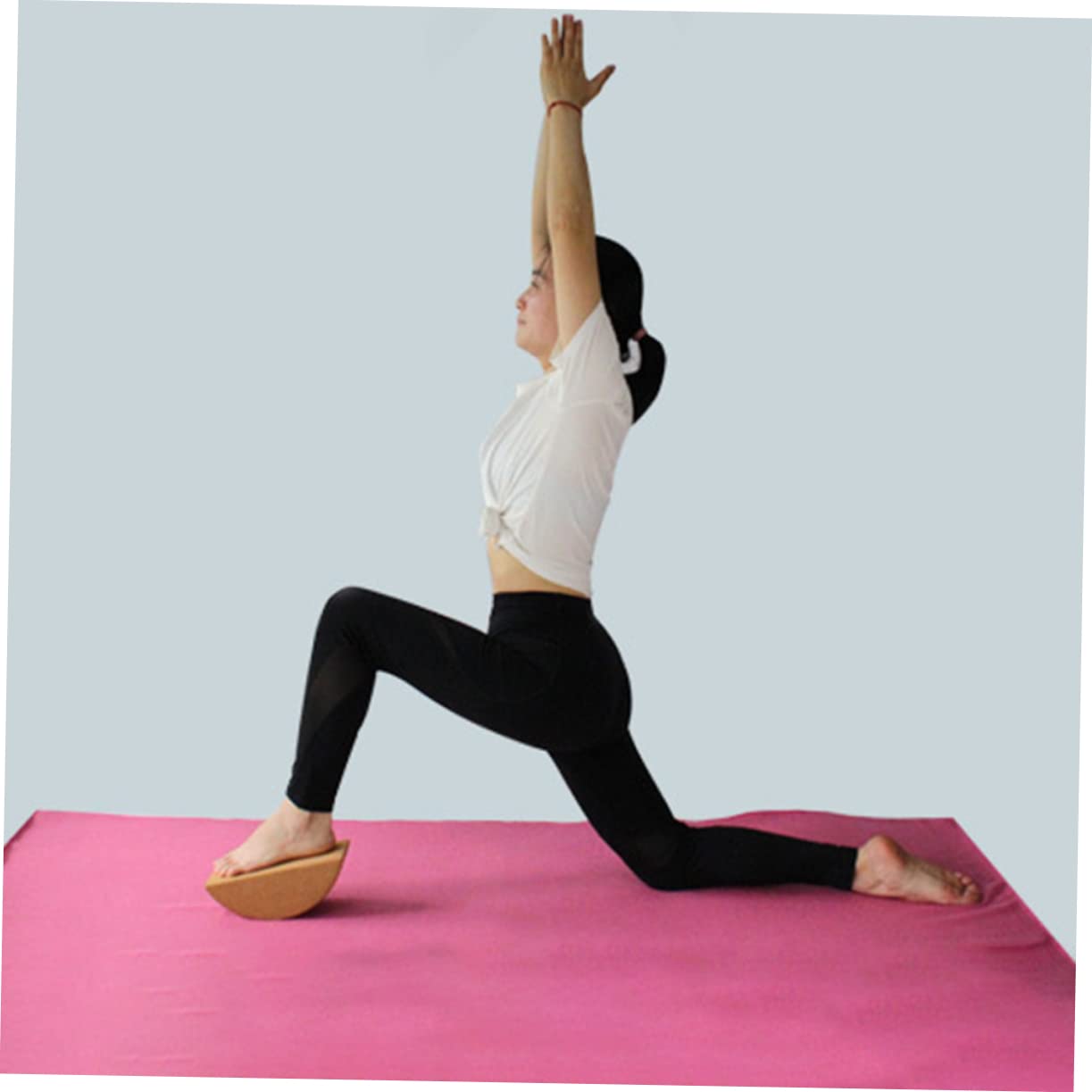 Mikinona Bloque de Yoga Equilibrado Semicírculo Antideslizante de Corcho Natural, Equipo de Entrenamiento para Yoga, Ladrillo Duradero para Entrenamiento del Core, Uso en Casa y Pilates