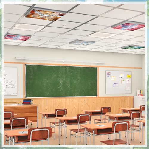 Image of VIHOSE 4 Pcs Fluorescent Light Covers for Ceiling Lights 4 x 2 ft Motivational Magnetic Light Covers Inspirational Classroom Filters for Classroom Office Home Kitchen (Season)