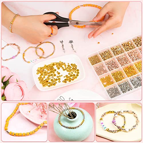 image for YBVABE Gold Spacer Beads Set for Jewelry Making, Assorted Bracelet Bea