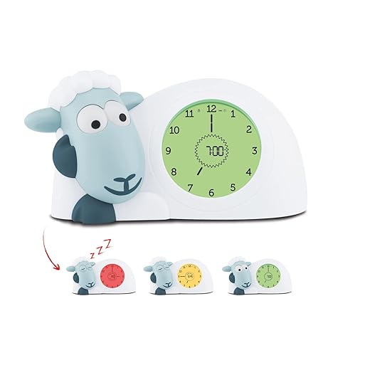 ZAZU Sam The Lamb Klok, slaapcoach klok en nachtlampje voor kinderen, brengt je kind met visuele indicatoren wanneer het wakker moet worden | instelbare helderheid | automatische uitschakeling (blauw)