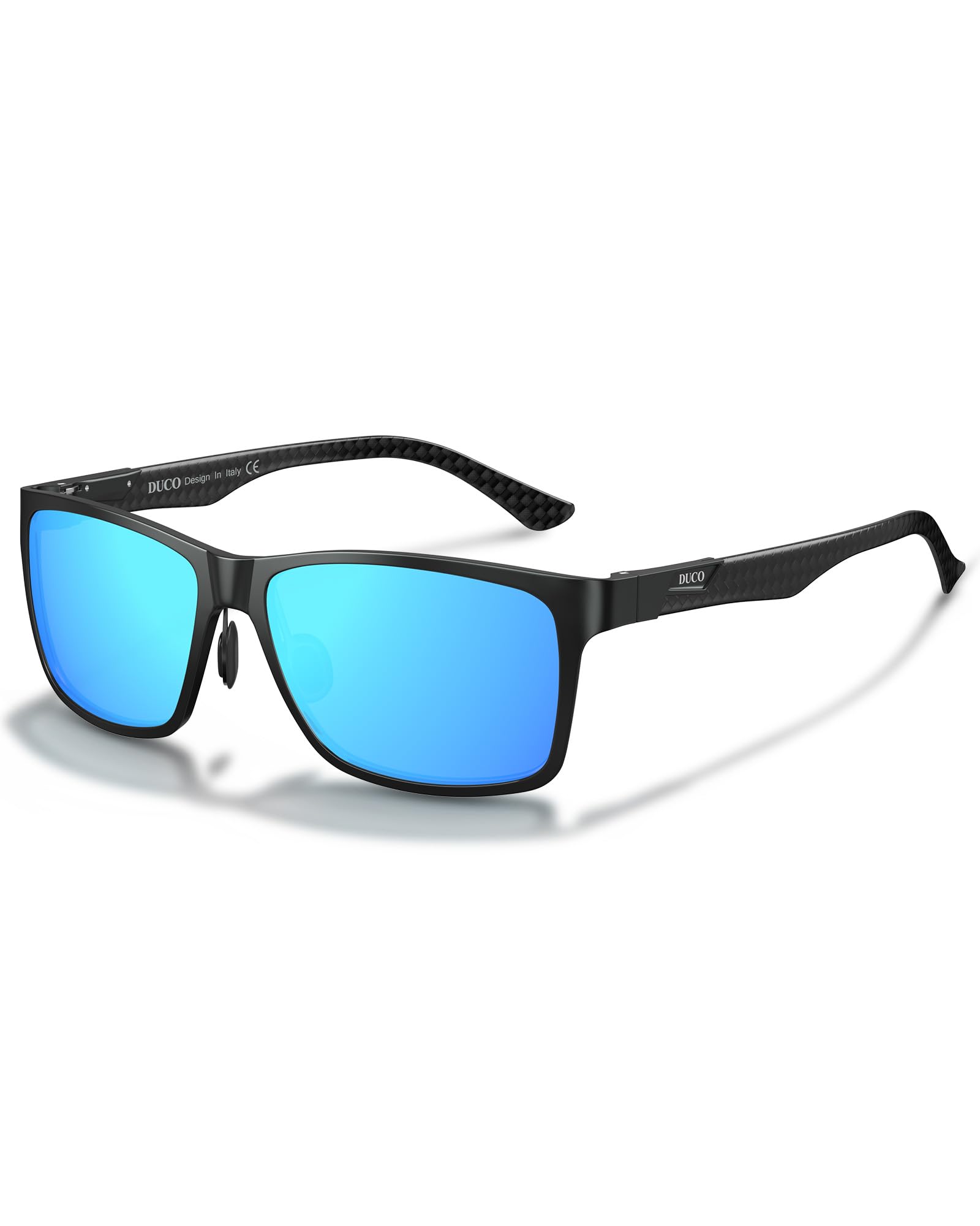 DUCO Rechteckig Herren Polarisiert Sonnenbrille mit Kohlefaser Brillenbeine | UV400 Glasses, Klassische Metallrahmen, Verstellbar Nasenpads, Nicht Drücken, Geschenk für Valentinstag Thanksgiving DC8206