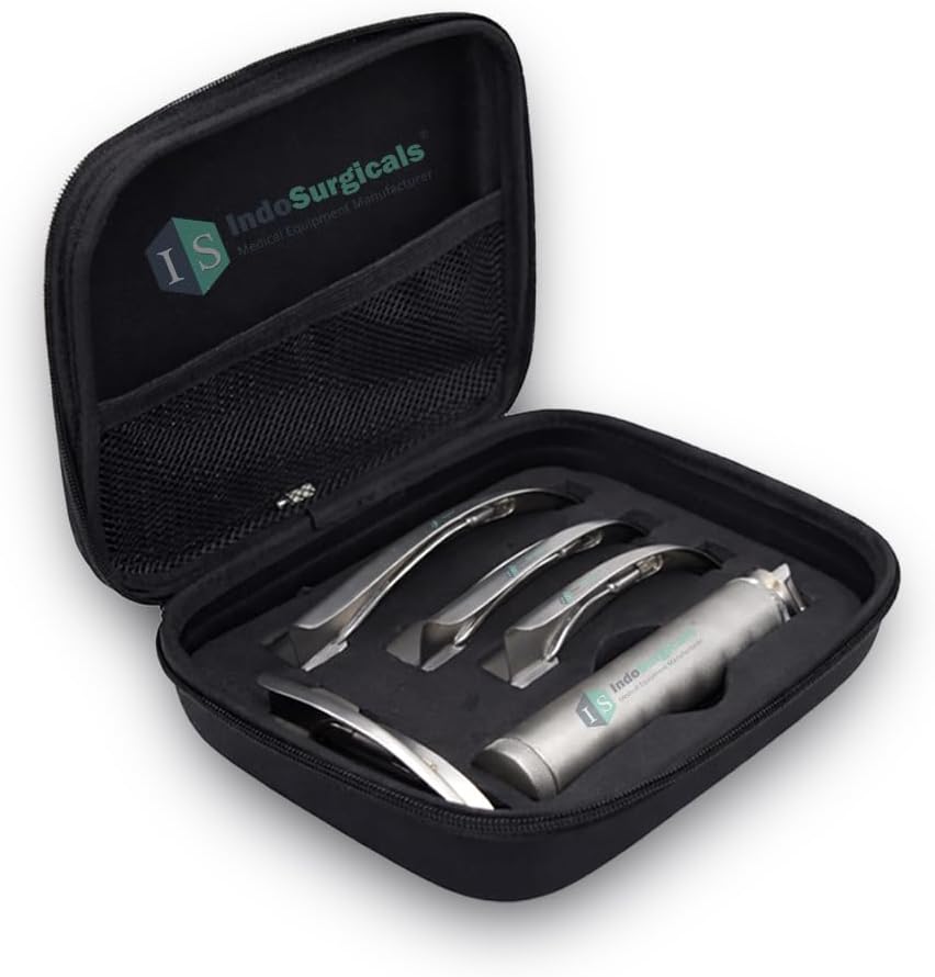 IS IndoSurgicals Laryngoscope Set (Blade Sieze 1, 2, 3 & 4, Macintosh Type)