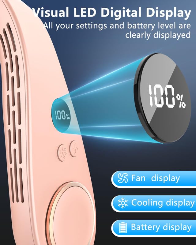 Ventilatore Da Collo Portatile Con Raffreddamento A Semiconduttore 3 Velocità E Batteria 5500mAh | Silenzioso USB Per Viaggi E Sport