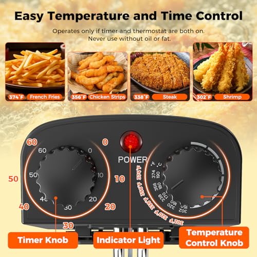 Image of DORTALA 5L Electric Deep Fryer, 1700W Oil Fryer with 3 Detachable Frying Basket, Adjustable Temperature Control & Timer, View Window Lid, Kitchen Countertop Frying Pot for Home Use