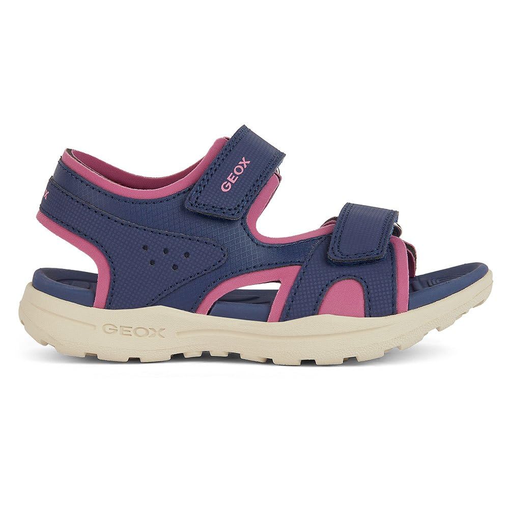 Geox J Vaniett Girl A Sandal, Navy Fuchsia, 2.5 UK