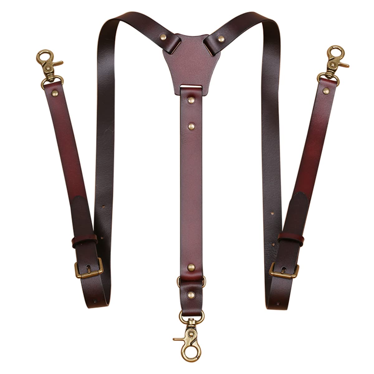 Tirantes para Hombre para Pantalones Tirantes de Cuero para Hombre de Alta Resistencia Y Espalda Ajustable con 3 Ganchos de presión de Metal Tirantes Vintage para Hombre Brace Heav