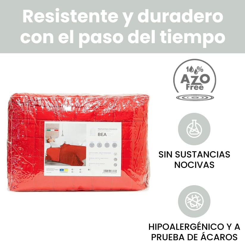 INTRECCI Colcha de Verano, 210x260 cm, Manta de Verano, También Primavera, Doble Cara, Moderna, Ligera, Elegante. Color: Burdeos/Rojo