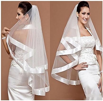 Great Value Other Wedding Supplies Two-Layer Wide Ribbon Edge Bridal Wedding Veil White