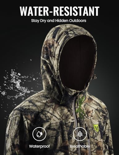 TIDEWE Hunting Clothes for Men, Silent Water Resistant Hunting Jackets and Bibs, Next Camo G23