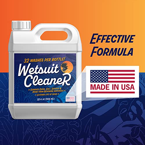 [32 Washes] Wetsuit Cleaner For Neoprene Wetsuit Women & Men - Wetsuit Shampoo Removes Odors, Chlorine & Ocean Residue - Neoprene Swimsuit Cleaner - Scuba Gear - Mens Wetsuit Soap - Usa Made - 32 Oz #TOP6