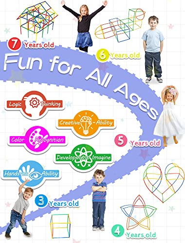 600PCS STEM Building Toys, Straw Constructor Toys Up Grade Engineering Building Sets for Kids Develops Motor Skills and Logic Thinking, Fun Educational Toy Great for Gift - Image 4