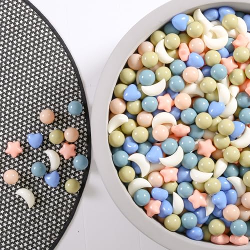 GOGOSO Star Heart Moon Ball Pit Balls, Shaped Play Balls for Ball Pit, 100 200 500 1000 Crush Proof Bpa Free Kids Toddler Baby Pastel Pelotas,Elegant Blue-Pink Blend, 100