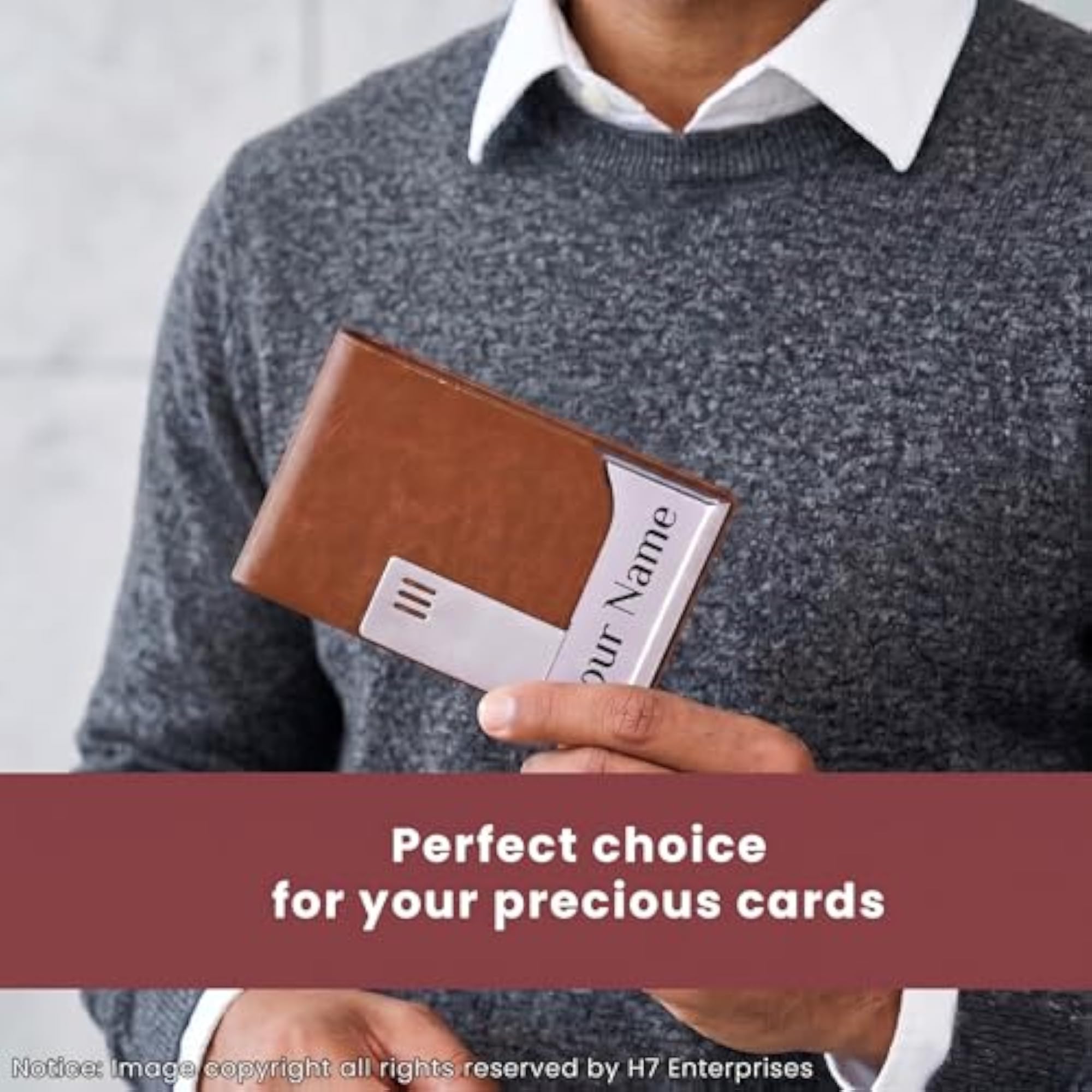 Leather Card Holder with Metal Case