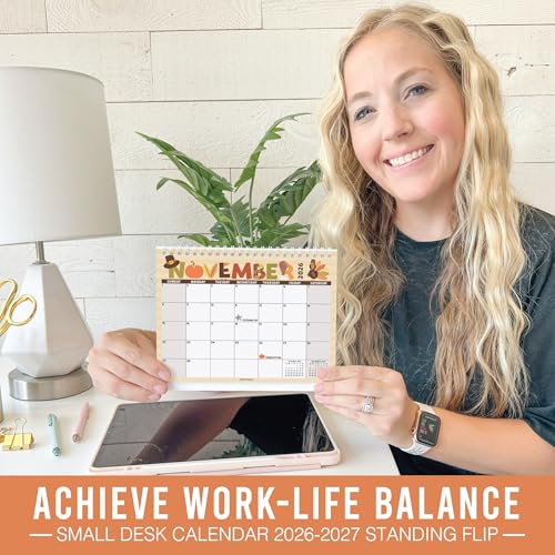 Small Desk Calendar 2026-18-Month 2026 Desk Calendar Small for Home, Office & Classroom, Standing Flip Desks Calendars 2026-2027, Desktop Flip Calendars, Back to School Teacher Gifts — view 2