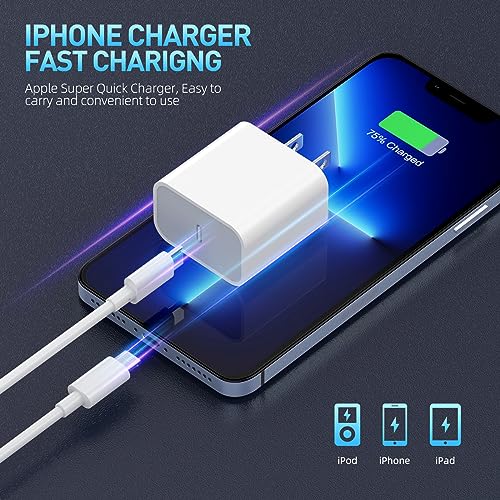 Fast Charger iPhone,iPhone Charger Fast Charging[Apple MFi Certified]3Pack Apple Charger USB C Wall Charging Block 10FT Long USB C to Lightning Cable Cord for iPhone14 Pro Max/13/12 Mini/11/XR/XS/X/SE - image 6
