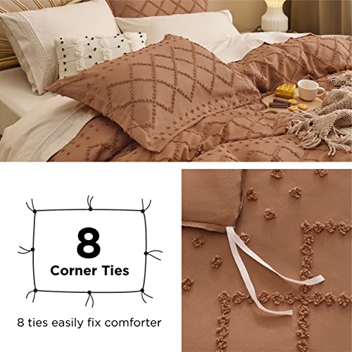 Bedsure Duvet Cover King Size - King Duvet Cover Set, King Boho Bedding For All Seasons, 3 Pieces Embroidery Shabby Chic Home Bedding Duvet Cover (Pumpkin, King, 104X90) #TOP5