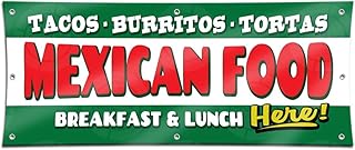 Mexican Food Banner Lunch Breakfast Tacos Burritos Tortas (2ft X 5ft) Vinyl Sign Poster Restaurant Supermarket Full-Color Display, 2' x 5' (MFBL2X5)