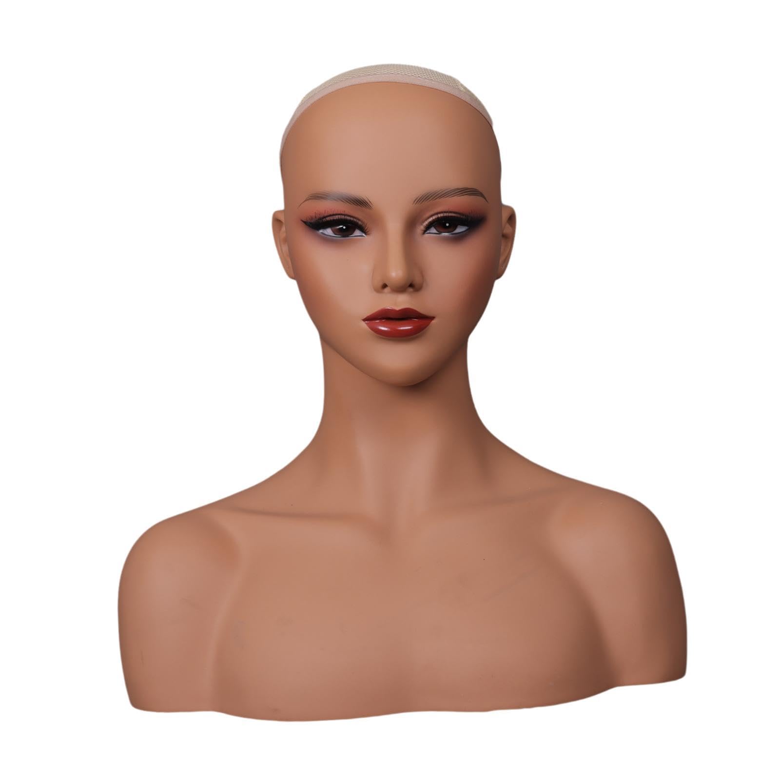 Kokiya Mannequin Head Wig Head Stand Multifunctional Double Shoulder Fashion Wig Holder with Shoulder for Scarf Jewelry Displaying , Style B