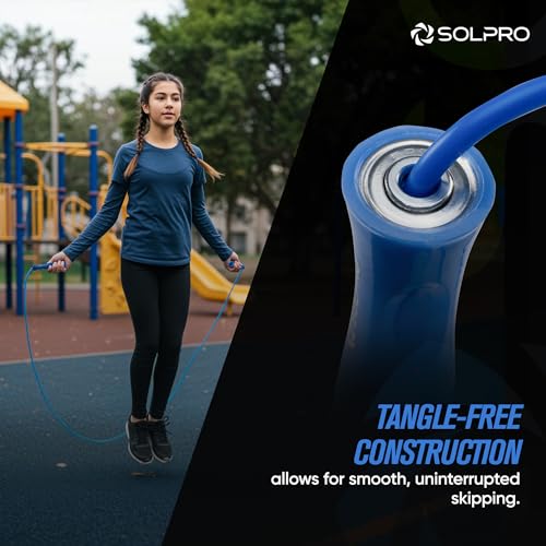 Image of Solpro Ascend Adjustable Jump Rope Skipping Rope for Men, Women, Kids, Athletes | Unisex, Tangle-Free, Non-Slip, Durable | Ideal for Fitness, Cardio, Agility & Gym Workouts