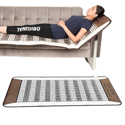 Image of AROGYA 64 Ceratonic Stone Heating Mat For Back Pain Relief & Muscle Relaxation Far Infrared Heating Mattress Promote Metabolism Improve Circulation EMS Full Body Massage For Home, Office, Clinic