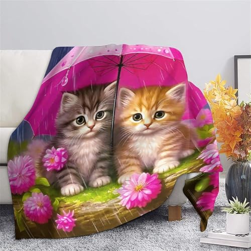 Couverture microfibre chat anti-froid : plaid chaud et doux pour lit et canapé - 7